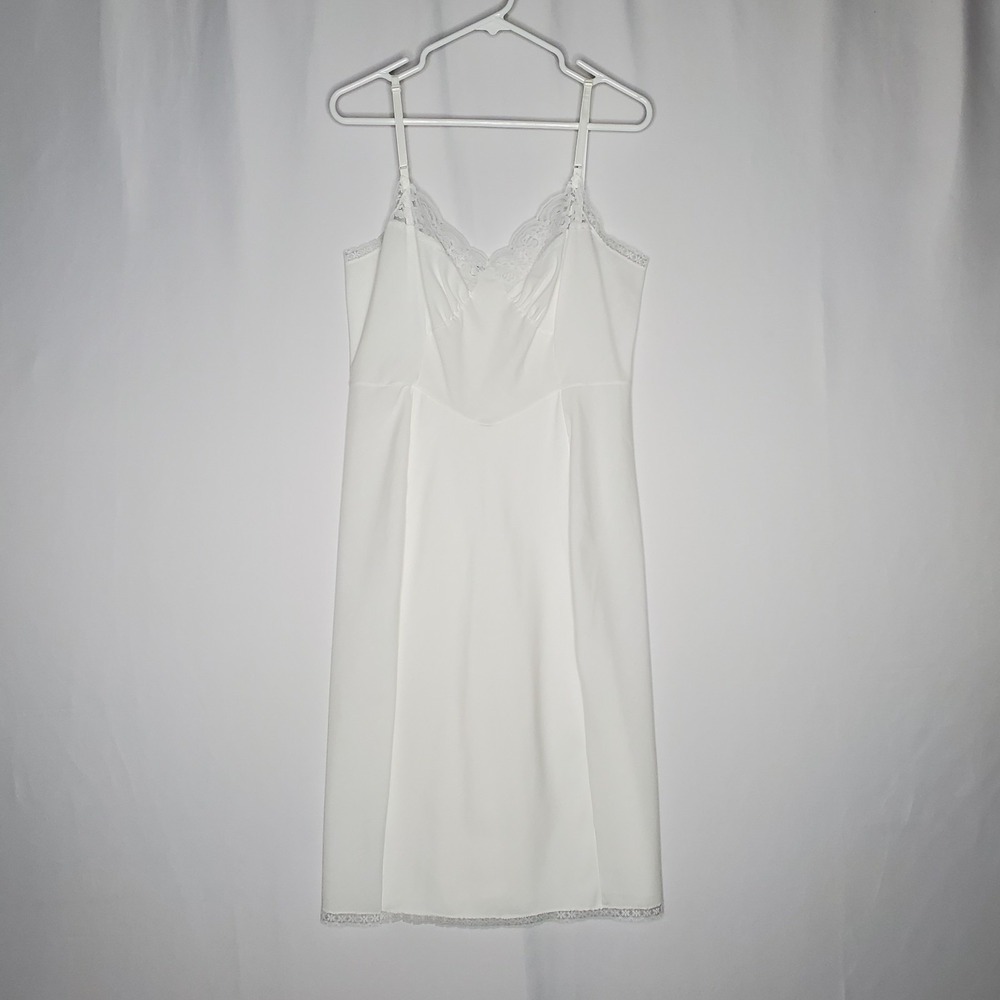 Belle‎ Fleur Vtg Slip Women 36 White Cotton Lace Empire Adjustable Cottagecore